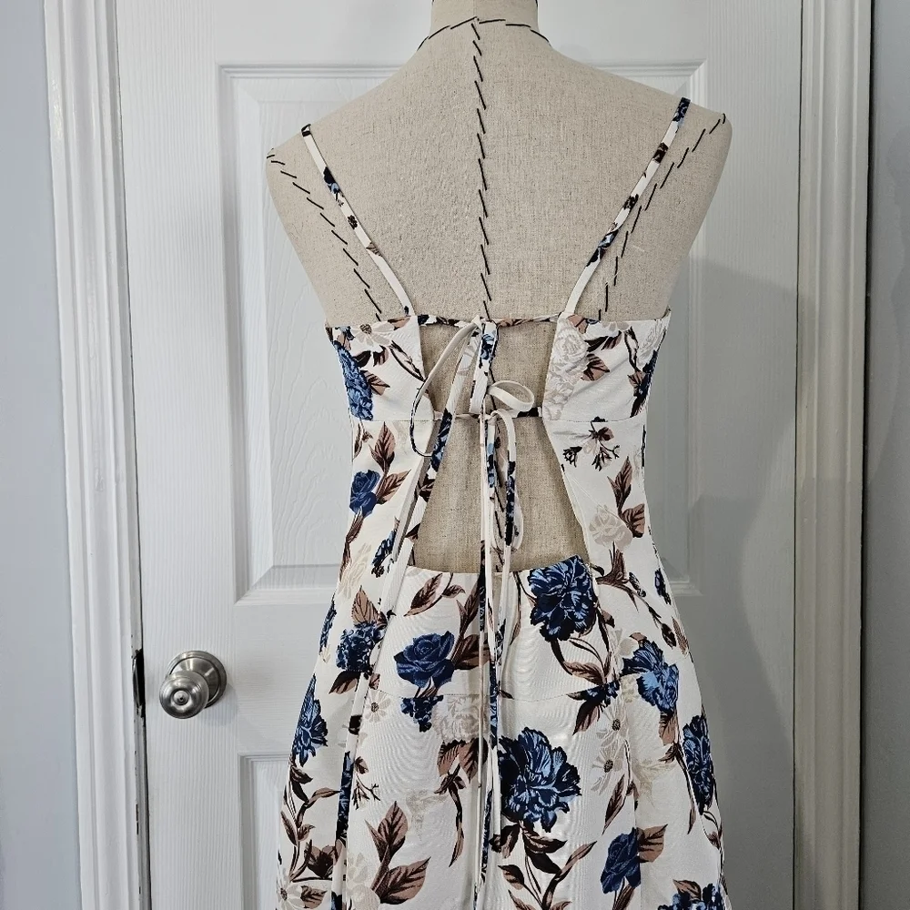 Tory Burch Strap Midi Dress in Caramel Mixed Floral